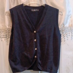 Black Button-Front Sweater Vest